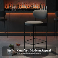 Nordic Design Upholstered High-Back Stool With Backrest Counter Chair Modern Design Home Furniture Elegant Aesthetic for Homeowners, Bar Owners, Adults, Cafe, Restaurant, Reception Area, Kitchen Island