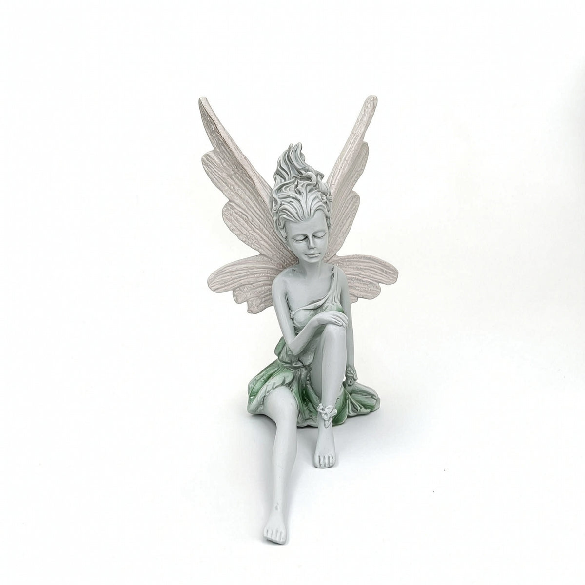 Resin Fairy Statue Seated Fairy Figurine Garden Textured for Plant Displays