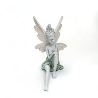Resin Fairy Statue Seated Fairy Figurine Garden Textured for Plant Displays