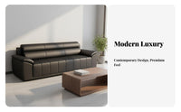 Piano Key Back Sofa Light Elegant Design Modern Leather Office Sofa Easy to Clean Minimalist Reception Couch for Homeowners, Guests, Living Room