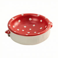 Cute Fungus Pet Bowl Adorable Ceramic Pet Bowl Glossy Feeding Dish Easy to Clean for Cats, Indoor