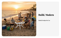 Commercial Food Stall Table Dining Set Easy to Clean White Table and Chairs for Homeowners, Families, Beach, Garden, Backyard