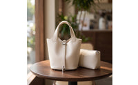 Bucket Handbag with Pouch Structured Bucket Bag Multi-Way for Work, Commuters