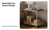 Mobile Design 2-Tier Sofa Organizer Space-Saving 2-Tier Rolling Trolley Minimalist Design Side Table Multi-Functional for Apartment Dwellers, Office Workers, Living Room, Small Areas, Bedroom, Kitchen