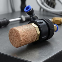 Sintered Metal Muffler Push-to-Connect Exhaust Valve Angled Port Quick Exhaust Valve Compact Push to Connect Fitting Cylindrical
