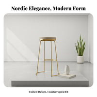 Nordic Aesthetic Backless Round Bar Stool Minimalist Design Counter Chair Sturdy Frame Seating Furniture Built-in Footrest for Restaurant Owners, Homeowners, Adults, Cafe, Pub, Kitchen Island
