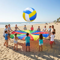 Promotes Teamwork Rainbow Play Parachute Multi-Purpose Team Building Parachute Wear-Resistant Multicolor Team Game Toy Double-Stitched for Adults, School Activities, Outdoor, Beach, Parties