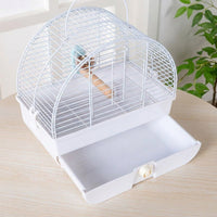 Bird Cage Travel Cage with Half Dome Shape, Portable Outdoor Cage for Small Birds, Parrot Carrier Bag with Pull Out Drawer and Single Perch