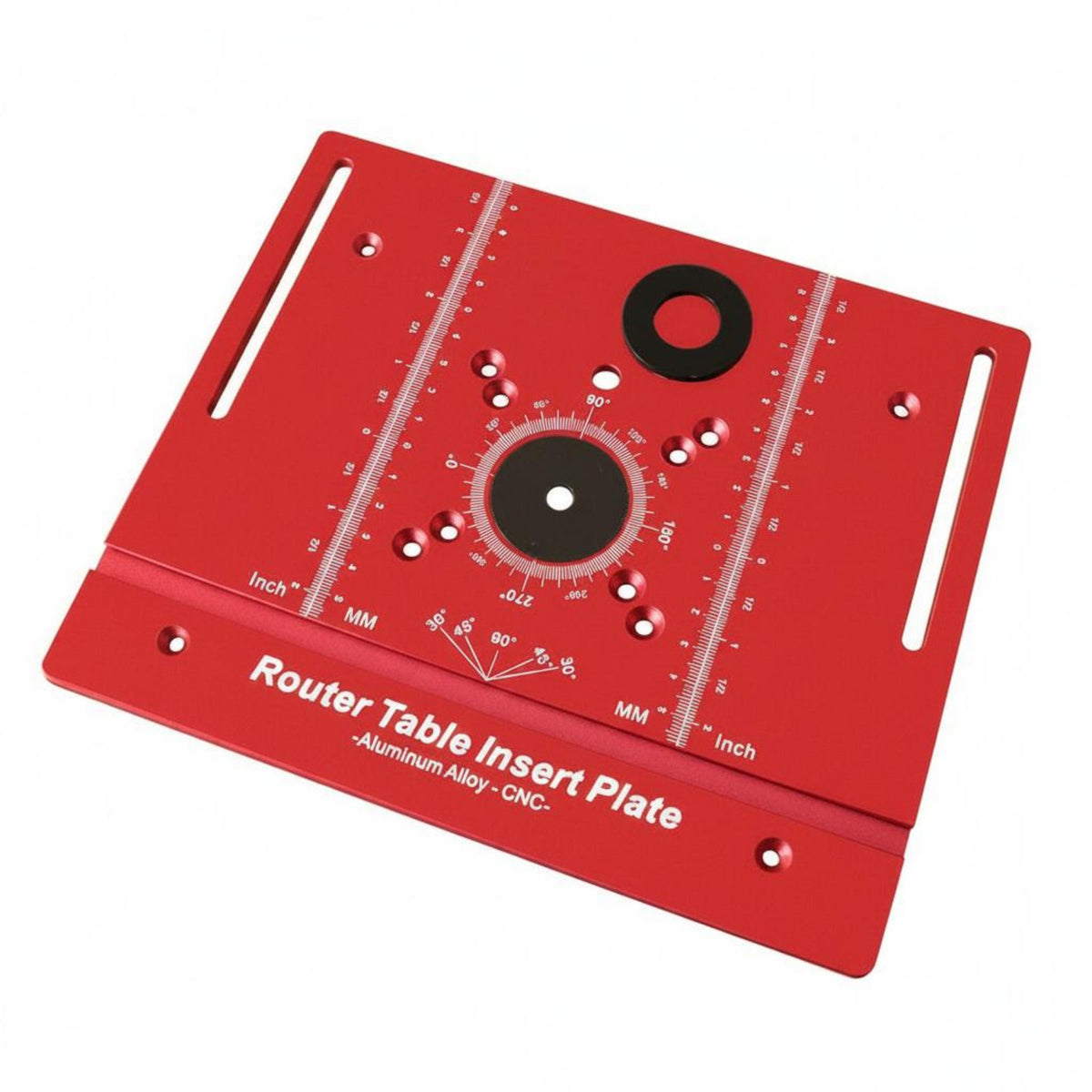 Metric and Imperial Scale Aluminum Router Insert Plate Pre-Drilled Holes Router Lift Insert Plate Laser Engraved Measurements Woodworking Tool Accessory Leveling Points for Woodworkers, Carpenters, DIY Users, Workshop