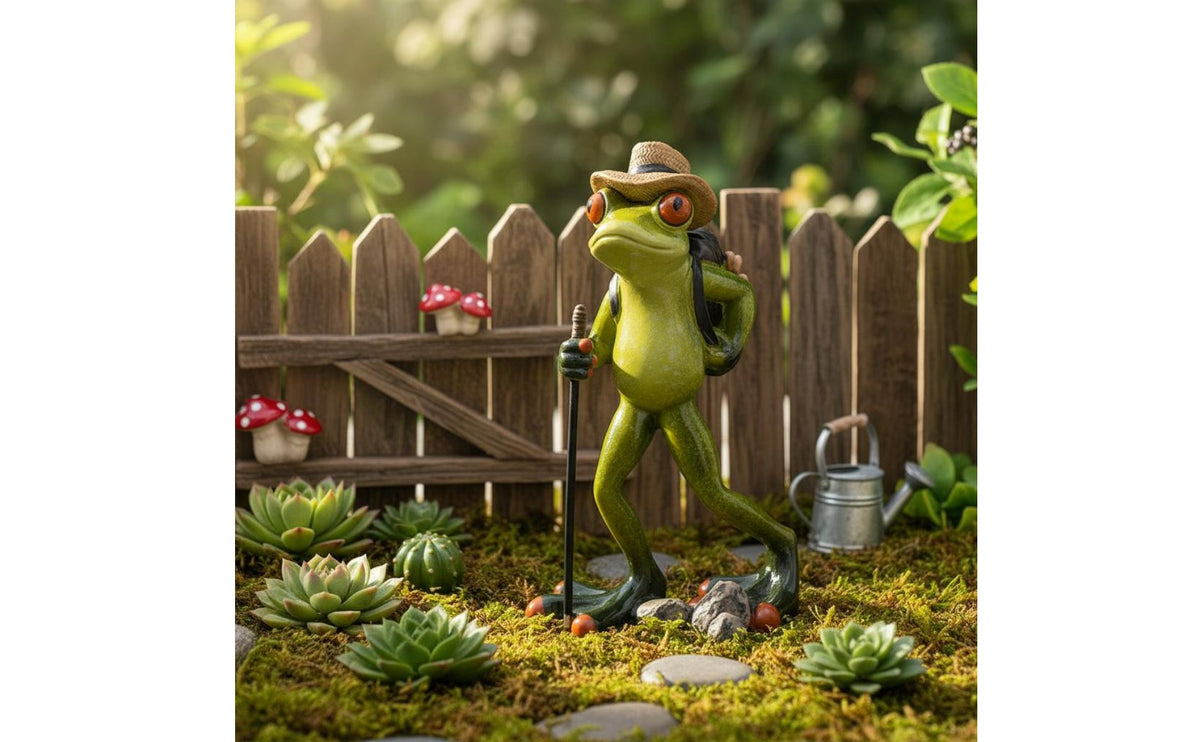 Frog Garden Statue Nordic Design Resin Frog Figurine Playful Creature Sculpture Artisanal Look Lifelike Features for Flower Pots