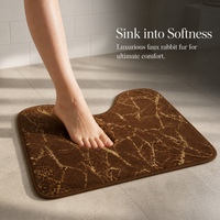 Faux Rabbit Fur Bathroom Mat Set - Non-Slip, Absorbent, Easy Clean
