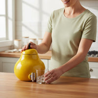 Large Capacity Pear Shaped Beverage Dispenser Leak-Proof Cold Drink Pitcher with Spigot Airtight Lid Fruit Design Water Jug Wide Mouth Opening for Parties