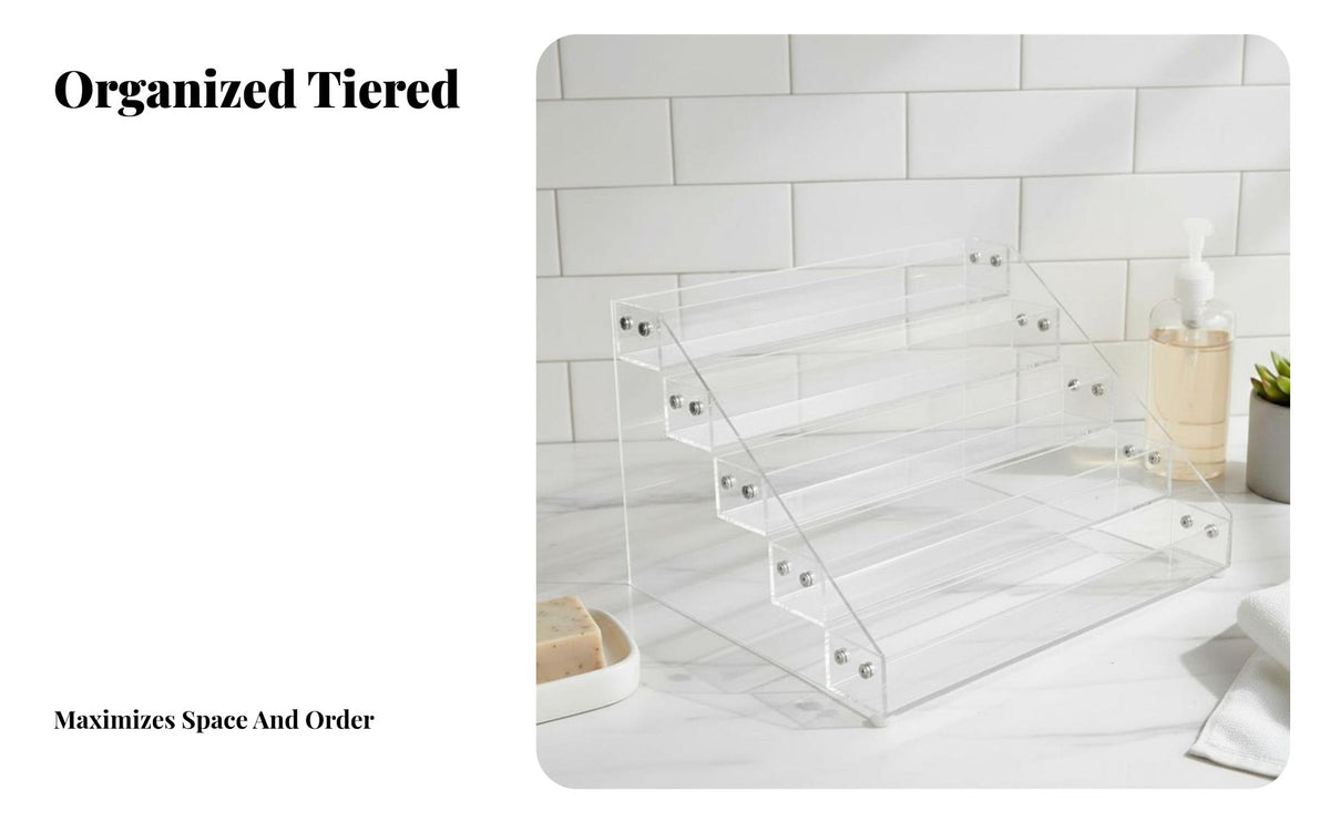 Acrylic Display Riser Multi-Tier Design Figurine Display Stand Tiered Shelf Organizer Transparent Clear Step Shelf for Desktop