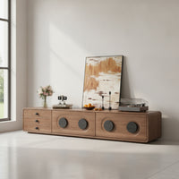 TV Cabinet with Drawers Low-Profile TV Stand Rounded-Edge Media Console for Living Room