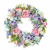 Year-Round Blossom Flower Wreath Full and Realistic Seasonal Flower Wreath Handmade Home Decoration Long-Lasting for Entryway, Wall