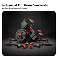Non-Slip Grip Adjustable Dumbbell Set Ergonomic Foam Connector Dumbbell Barbell Combo Set Anti-Rolling Design Home Workout Equipment Floor-Friendly Plates for Men, Beginners, Dormitory