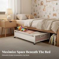 Space-Saving Wheeled Under-Bed Bin with casters Rolling Underbed Drawer Large Capacity Household Storage Easy-Pull Handle for Students, Apartment Dwellers, Homeowners, Dorm Room, Closet