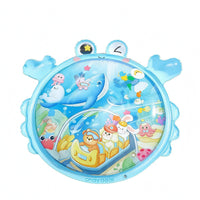 Raised Edge Inflatable Water Play Mat Clear Center Baby Water Play Mat Underwater Cartoon Graphics Waterproof Plastic for Babies, Crawling