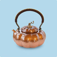 Pumpkin-Shaped Teapot Baked-Color Finish Hammered Copper Teapot