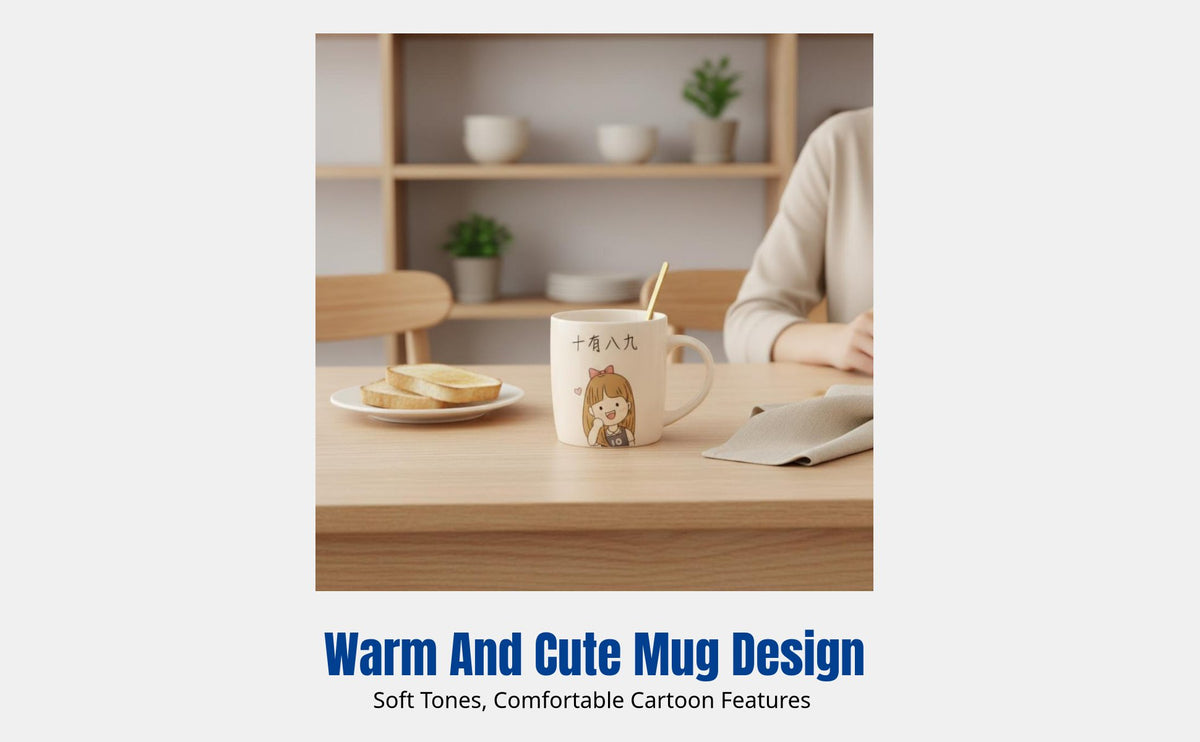 Couple Mug Set, Ceramic Cartoon Water Mug, Cute Coffee Mug for Home Use