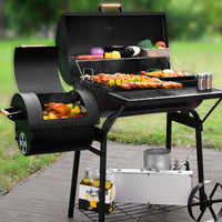 Barrel Grill with Side Smoker Outdoor Briquette-Fueled Barbecue with Smoker Multi-Functional Grill with Warming Rack for Grilling Enthusiasts