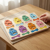 Brightly Colored Lock and Key Puzzle Fine Motor Skills Wooden Lock Matching Tray Hand-Eye Coordination for Preschoolers, Children, Classroom
