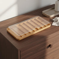 Wooden Strap Display Box Acrylic Lid Watch Strap Display Case Bamboo Wood Bamboo Wristband Organizer for Desk