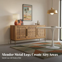 Dining Room Buffet Versatile Wood Sideboard Sturdy Build Mid-Period Modern Credenza for Interior Design Enthusiasts, Families, Hallway, Home Office