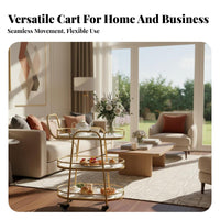 Wrought Iron Frame Mobile Bar Cart Multi-Functional Commercial Service Trolley Heavy Duty Metal Food Service Trolley Sturdy Construction for Restaurant Employees, Professionals, Warehouse Workers, Hotel, Living Room, Office, Garage