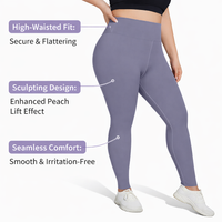 Gym Leggings for Women High Waist Compression with Hip Lifting Design, Plus Size up to 4XL Nylon Spandex Blend, Breathable for Pilates