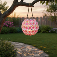 Hanging Flower Lantern Waterproof Solar Flower Light Warm White for Balcony