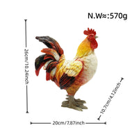 Resin Cockerel Figurine Multicolor Resin Cockerel Figure Textured Chicken Yard Decor for Courtyard