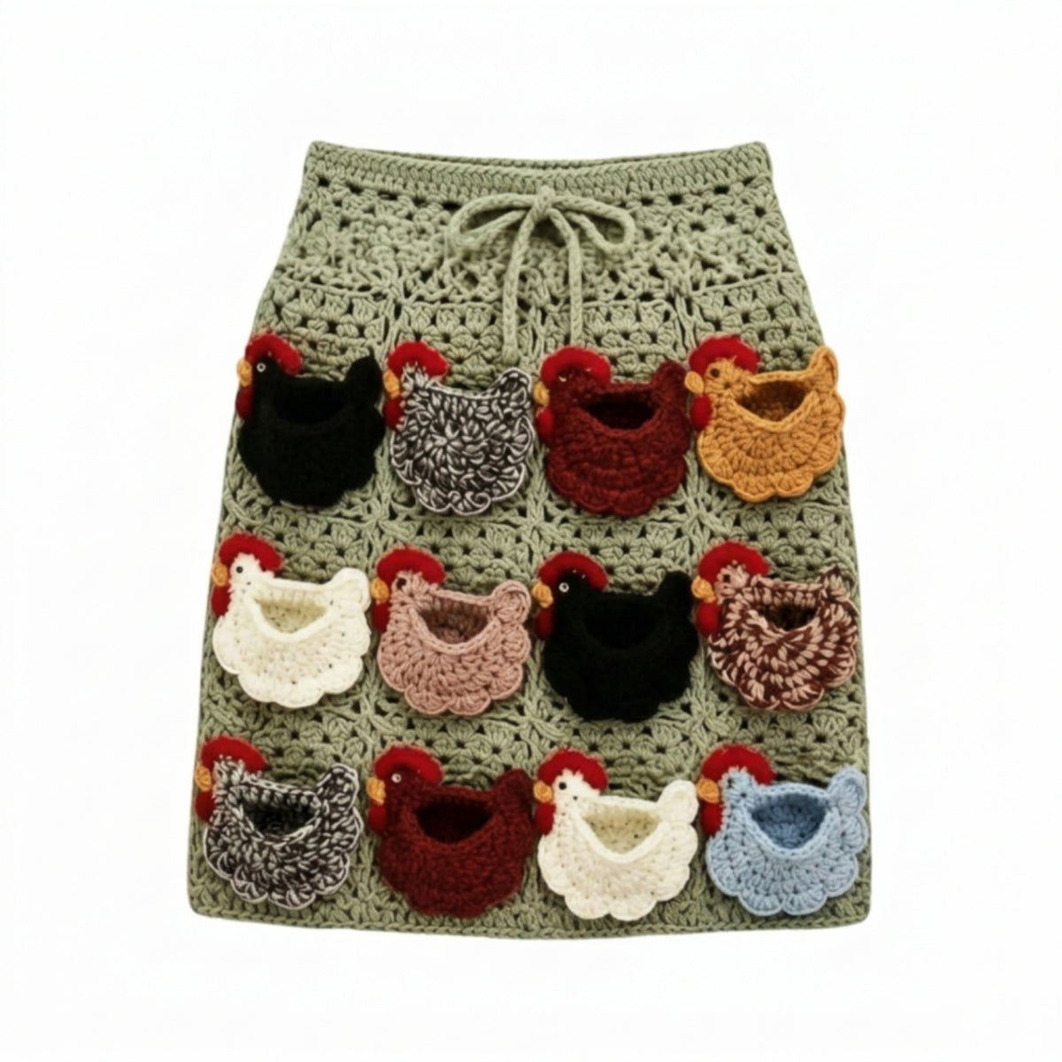 Handmade Crochet Egg Collecting Apron Cute Egg-Collecting Apron Soft Charming for Homestead