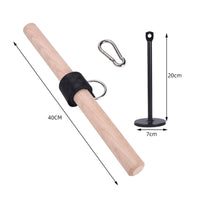 Thickened Nylon Strap Wrist and Forearm Roller Comfortable Grip Wrist Roller Muscle Building Beech Wood Arm Exercise Device Portable for Weightlifters, Bodybuilders, Athletes