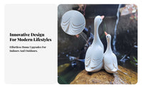 Layered Feather Detail Conjoined Duck Ornament Orange Beak Double Duck Statue Black Painted Eyes House Decoration White for Rockery, Bonsai, Micro-Landscape, Outdoors