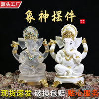 Southeast Asian Zen Style Ganesha Resin Figurine for Home Decor