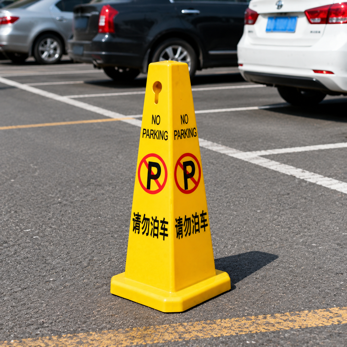 Color Cone, Triangle Cone, Marker Cone, Yellow, Black, 500g, Plastic, Warning Cone