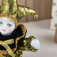 Italian Amorous Cherub Doll Handmade Harlequin Collectible Doll Good Luck Charm House Decoration for Display Cabinet, Bedroom