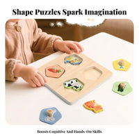 Fine Manual Skills Development Wooden Shape Peg Game Large Easy-Grip Pegs Wooden Creature Peg Game Natural Wood for Preschoolers, Preschool