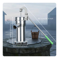 Leak-Proof Stainless Steel Hand Pump Heavy Duty Hand Press Water Pump High Flow Rate Pumping Equipment for Farm, Garden, Yard