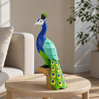 DIY Peacock Geometric Papercraft Kit for Home Decor