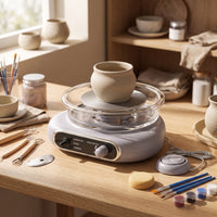Electric Pottery Wheel with Foot Pedal Variable-Speed DIY Pottery Machine Tabletop Ceramic Wheel Hands-Unrestricted for Classroom