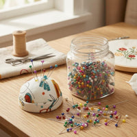 Pearlized Heads Sewing Pins with Pincushion Jar Multi-Colored Colorful Ball Head Straight Pins Easy to See for Seamstresses, Quilters, Crafters, Dressmaking, Crafting