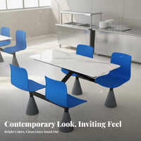 Cafeteria Table and Bench Set Steel Frame Sintered St Single Top Dining Unit Heavy-Duty School Cafeteria Table with Attached Seats for Employees