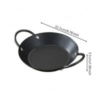 Base Round Stainless Steel Frying Pan Flat Wide Surface Shallow Nonstick Pan Induction Ready Double Loop Handle Skillet Easy to Clean for Stovetop