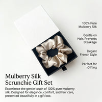Completely Pure Silk Scrunchies for Women, Handmade Hair Ties Gift Box Set for Ponytails and Daily Wear, Slip Accessories for Girls