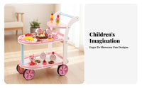 Curved Handle Pretend Dessert Cart Storage Plaything Dessert Cart