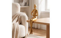 Gilded Gold Faceless Human Figurine Minimalist Resin Figurine Nordic Shelf Ornament Modern for Bookshelf, Entryway, Living Room, Office