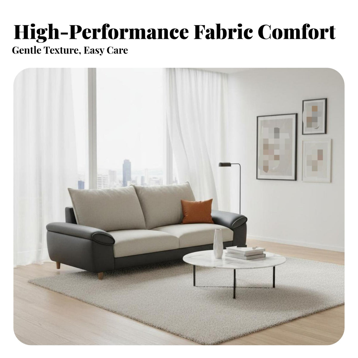 3-Seater Chaise Sofa French Cream aesthetic L-Shaped Couch with Chaise Light Luxury Feel Living Room Furniture for Renters, Families, Lounge Area, Bedroom