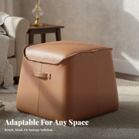 Tufted Cube Pouf Real Leather Ottoman Nordic and design Footstool for Interior Decorators, Gift Givers, Cloakroom, Entryway, Living Room
